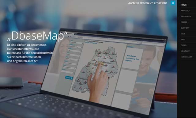 Parallax website and database development DbaseMap