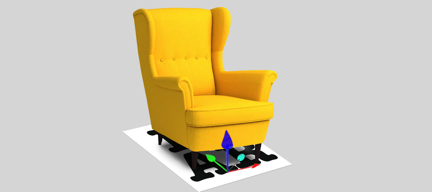3d model armchair on ar marker