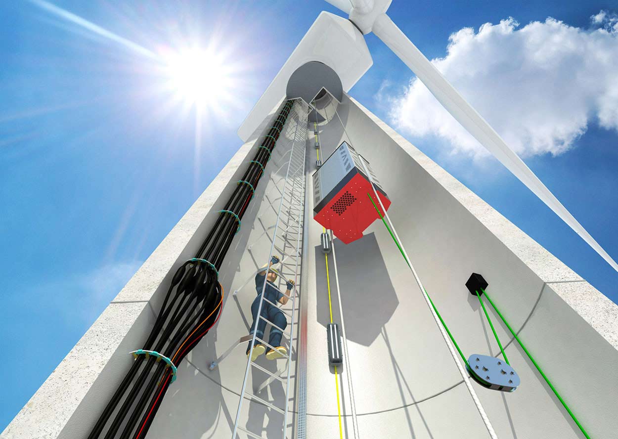 3d rendering wind turbine cross section upper part