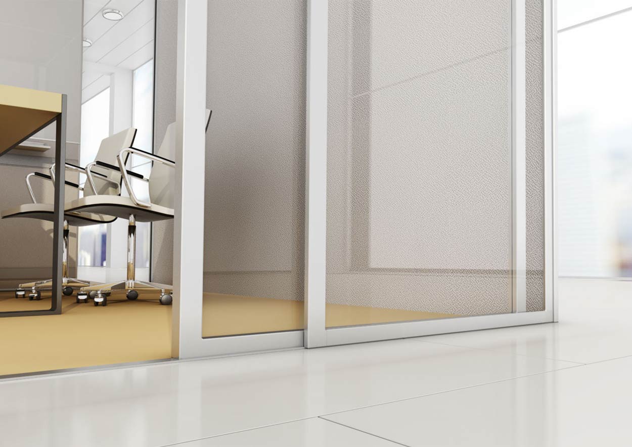 3d render glass cubicle door